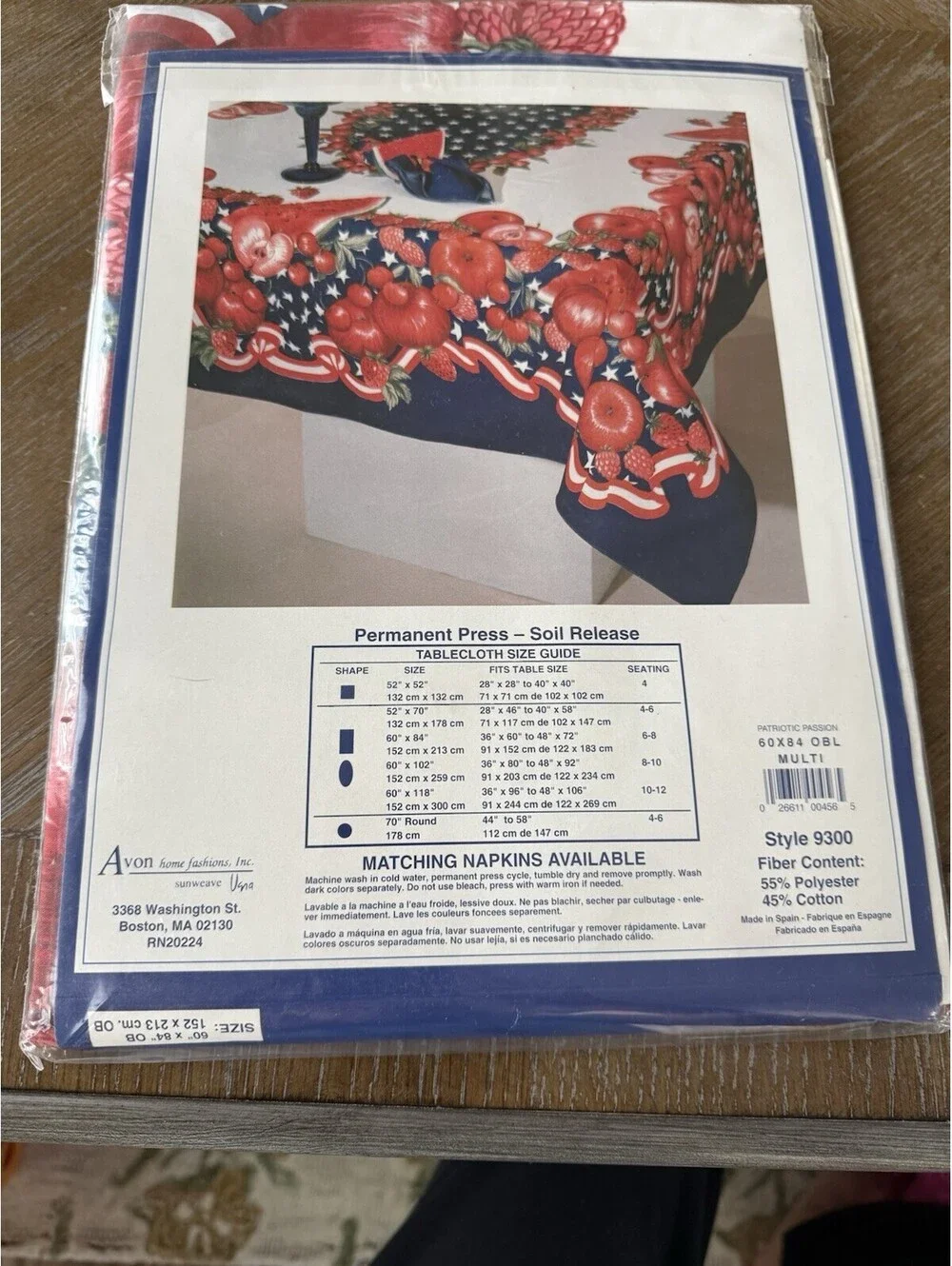 Avon Home Fashions Tablecloth Patriotic Passion 60” X 84” Poly Cotton